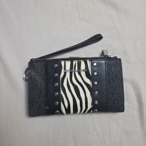 Michael Kors Black Logo Zebra Print Wrislet